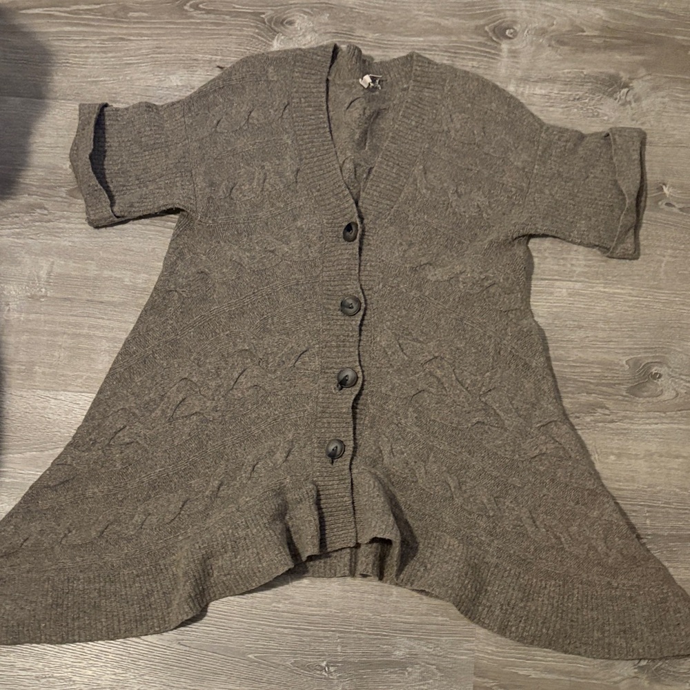 Moth Anthropologie Asymmetrical Hem Wool Cardigan Sweater Women's Sz L